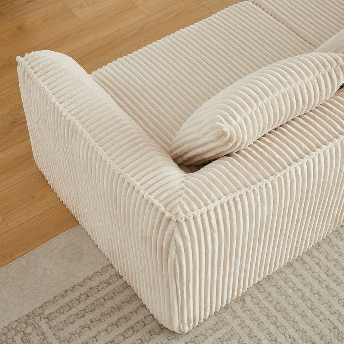 Minimalist Sofa With Curved Lines And Horn Shaped Throw Pillows