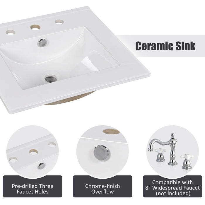 20" Bathroom Vanity With Sink, Bathroom Cabinet With A Door, Door Shelf Storage And Adiustable Foot Pads, A Drawer - Gray