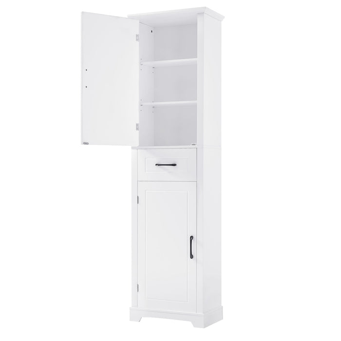 Tall Freestanding Bathroom Storage Cabinet With 2 Doors And Adjustable Shelves