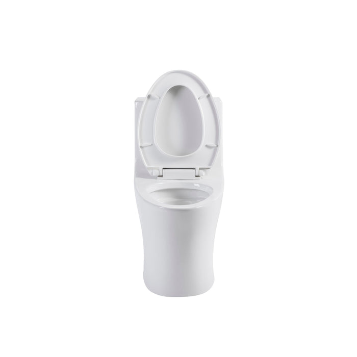 Elegant One Piece Toilet With Tornado Dual Flush, Siphonic S Trap 12", Soft Close Seat, Dual Flush, Ada Height, Glossy - Gloss White