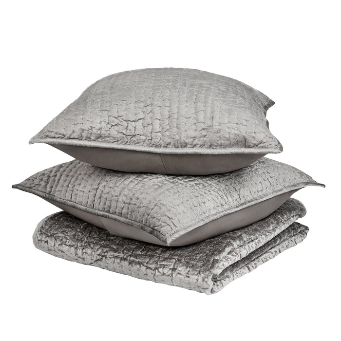 Bari - Velvet Quilt - Gray