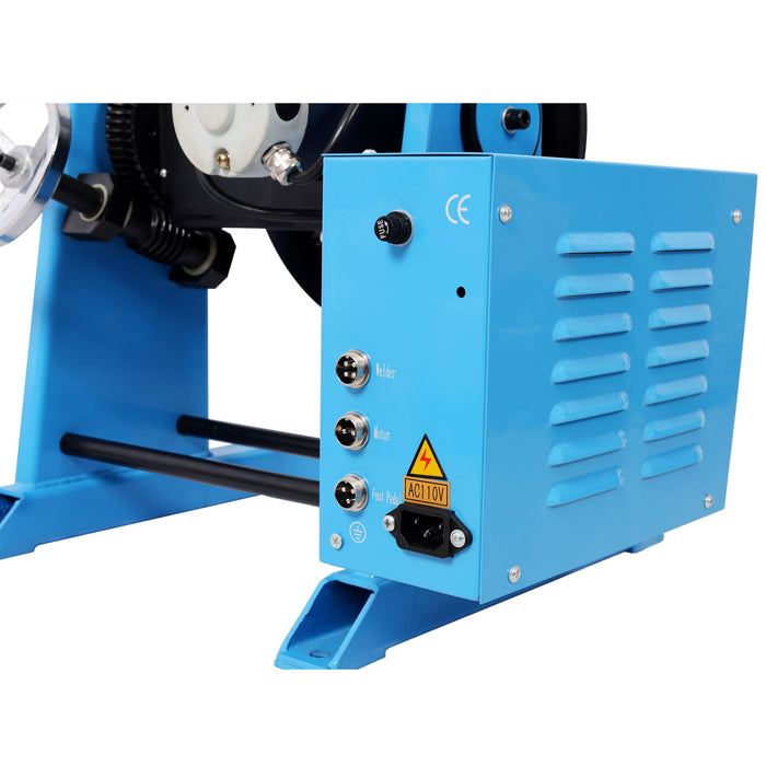 Heavy Duty Rotary Welding Positioner Turntable Table With Manual Tilt And 3 Jaw Lathe Chuck - Blue