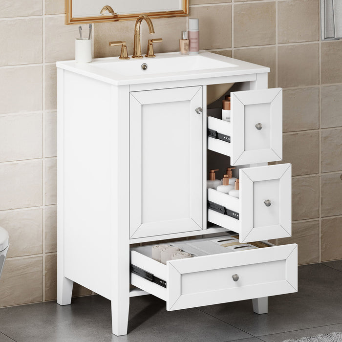 Modern Bathroom Vanity With Sink, Freestanding Cabinet With Drawers And Shelves