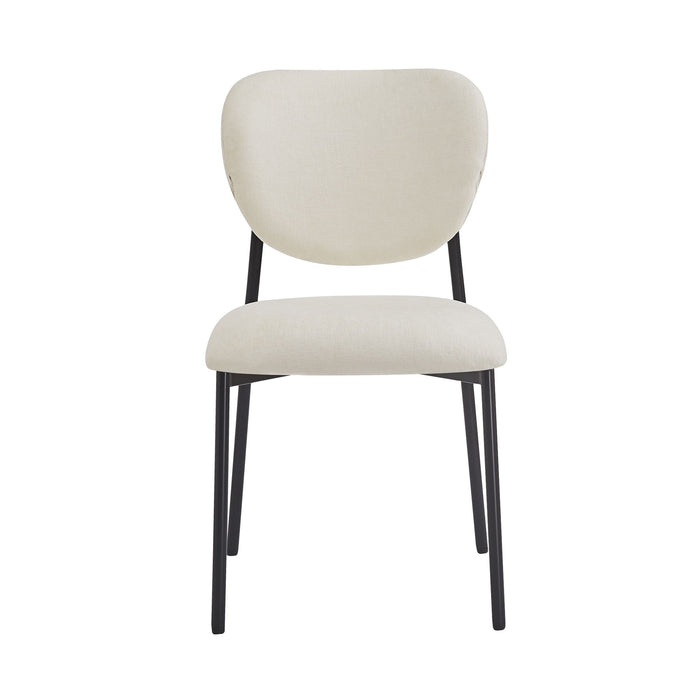 Modern Upholstered Dining Chairs With Metal Legs (Set of 2) - Beige