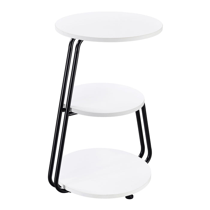 Dixon - 3 Tier Round Accent Side Table With Slim Legs - White / Black
