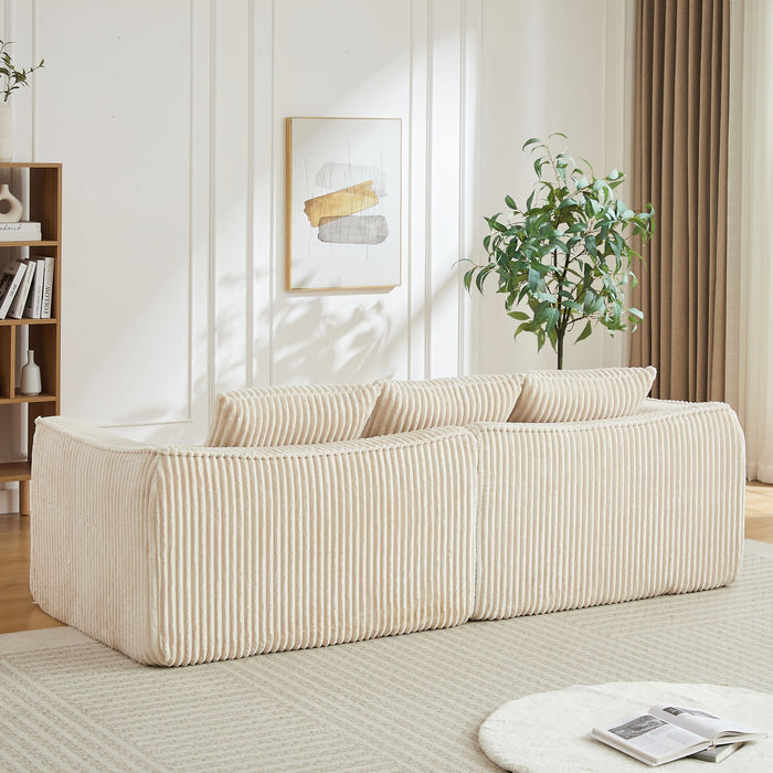 Minimalist 3 Seater Sofa With Curved Lines And Gently Sloped Backrest