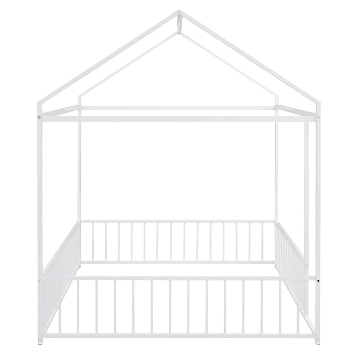 Metal Bed House Bed Frame With Fence