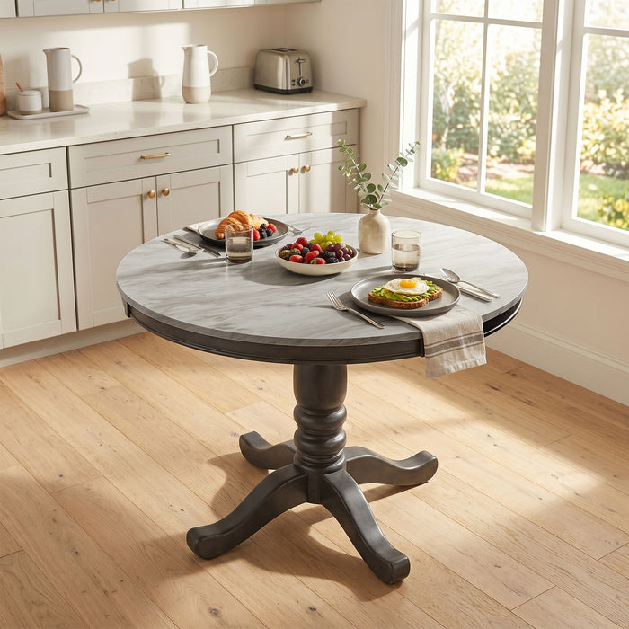 Dining Table - Gray - Faux Marble