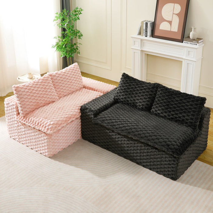 Multifunctional Sofa Pink Black, Fits 4 People