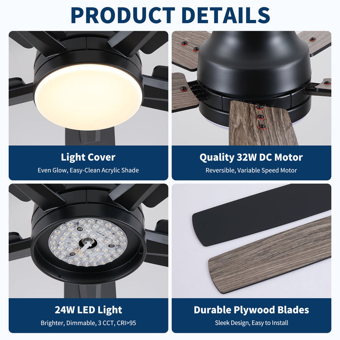 Mordern Flush Mount Ceiling Fan With Light And Remote Control