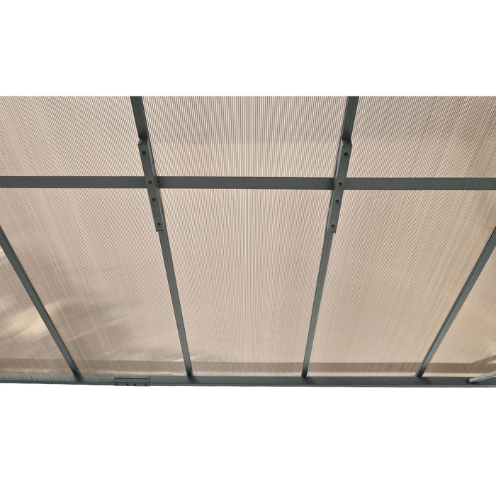 Outdoor Wall Mounted Gazebo With Sloped Roof Design, Uv Protection, And Durable Iron Frame - Gray