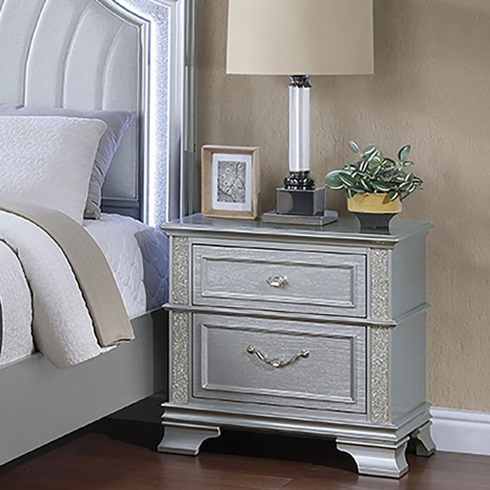 2 Drawers Nightstand With Front Decorative Knobs - Gray