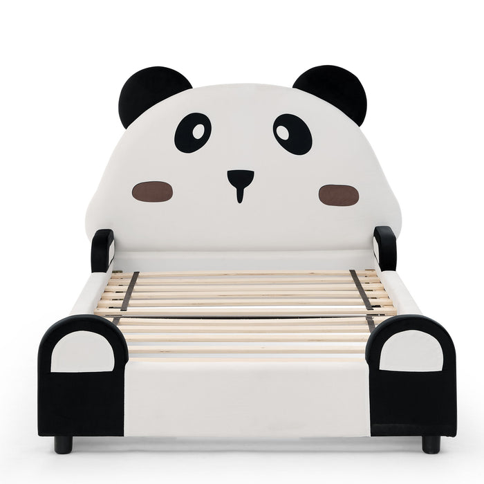 Twin Size Cute Panda Shaped Kids Bed - White / Black