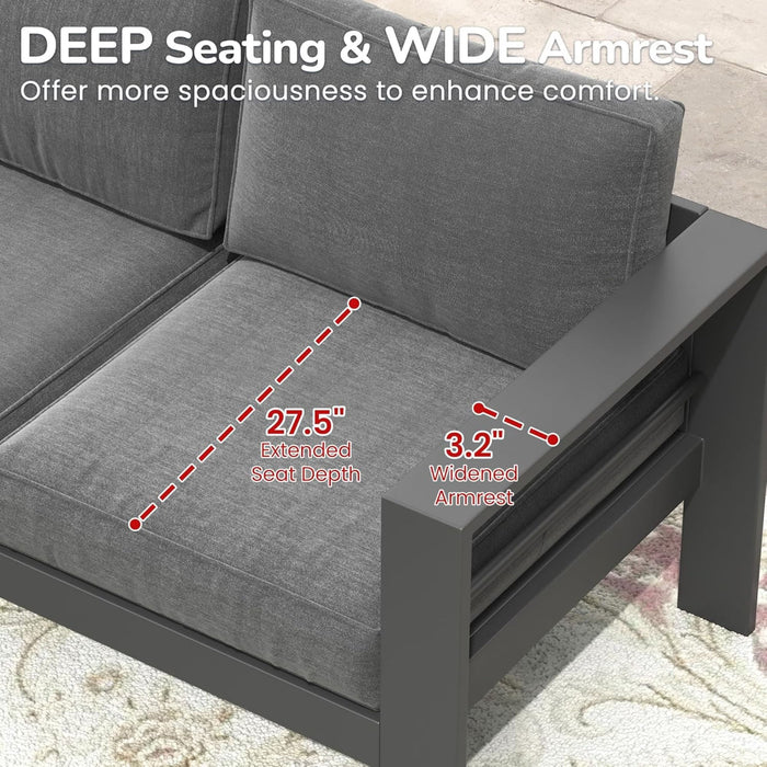 Patio Armchairs With Thick Cushions, All Weather (Set of 2) - Gray / Gray