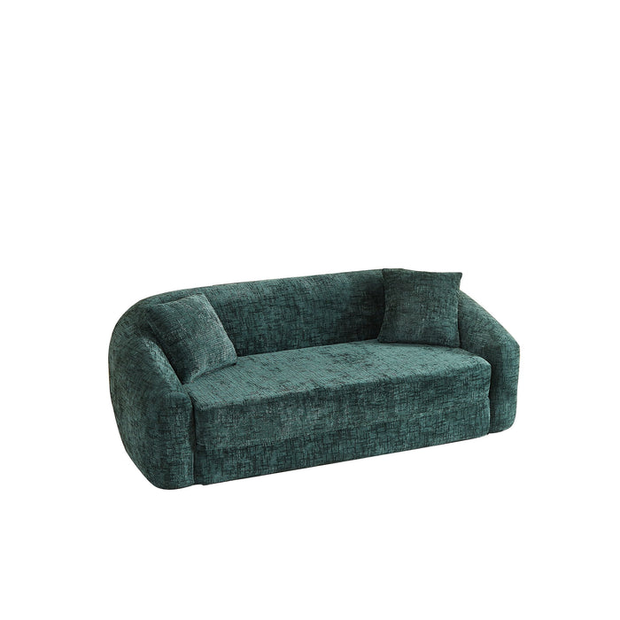 Curved Convertible Sofa, 2 In 1 Fold Out Bed With Pull Out Base And Deep Seat