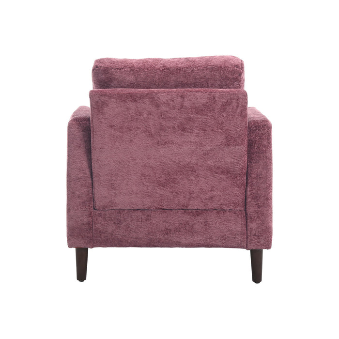Modern Mid Century Wood Frame Armchair With Tufted Design