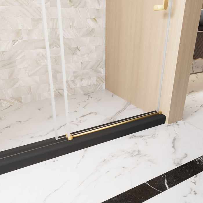 Frameless Single Sliding Shower Door With Handle And Square Tube Track