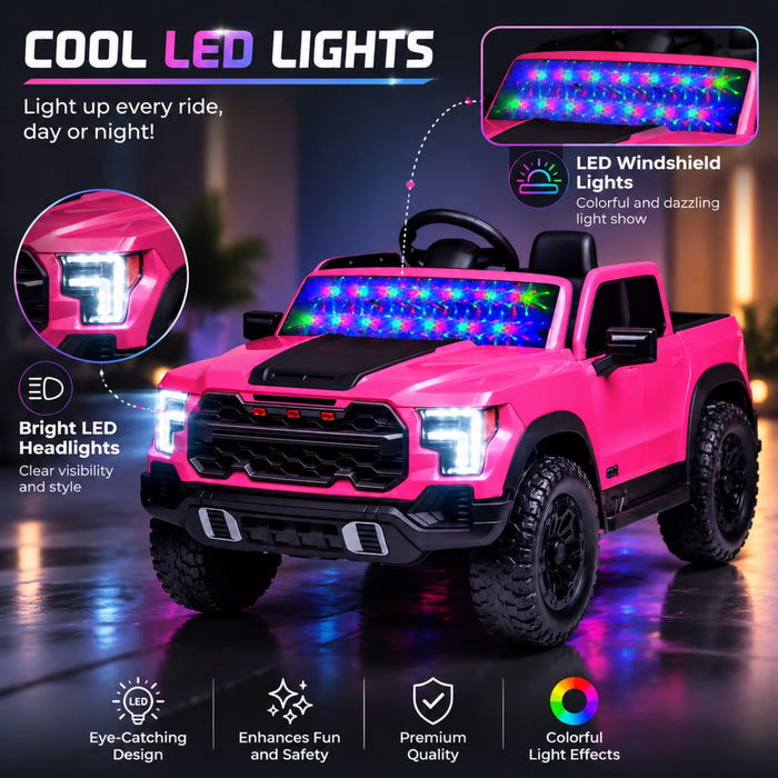 12V Kids Ride On Car With Remote Control, 4 Wheel Shock Absorption, Multifunctional Music Player Perfect Gift For Toddlers - Pink