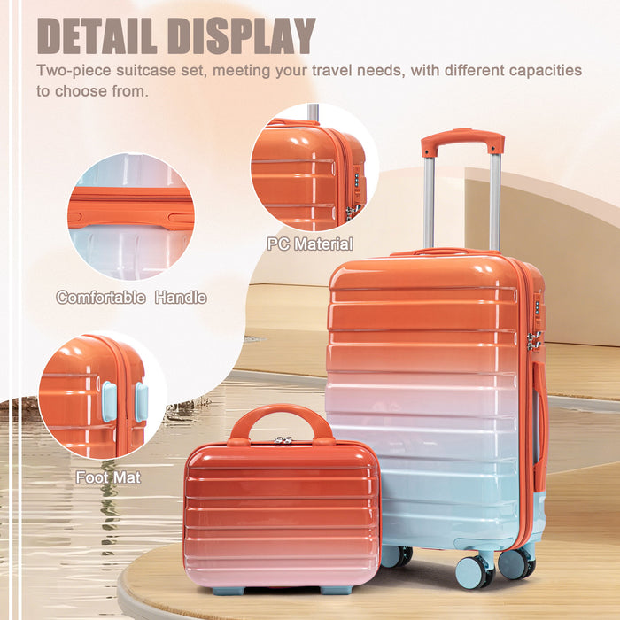 Luggage Set 14" / 20" With Combination Lock And Cosmetic Case