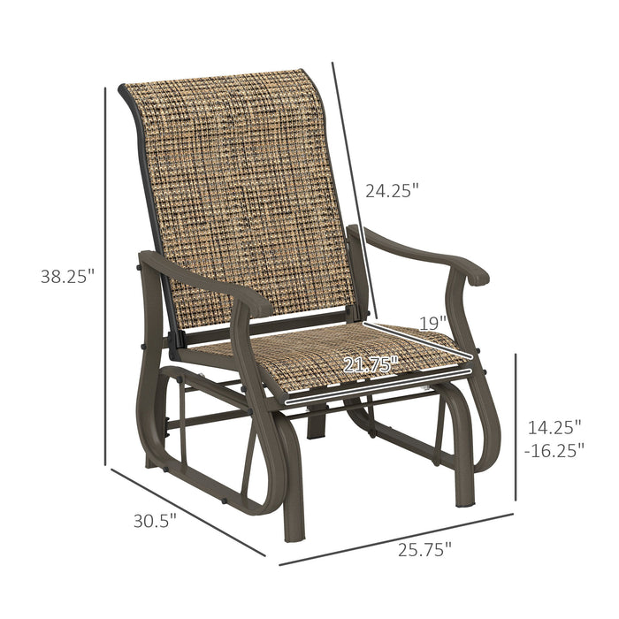Outdoor Glider Swing Chair With Smooth Motion - Brown / Brown Mix