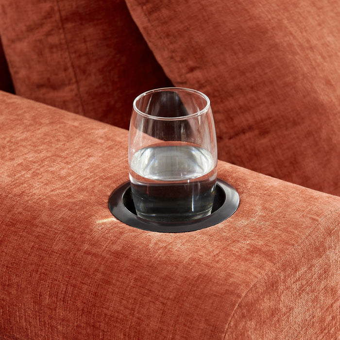L - Shaped Sectional Sofa With Cup Holders & Side Pockets