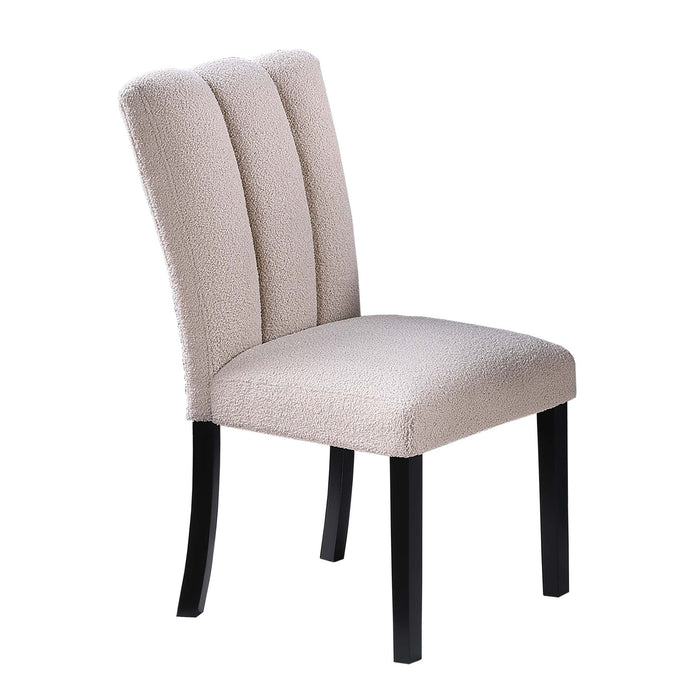 Upholstered Dining Chairs With Channel Tufting (Set of 2) - Black / Black / Neutral / Neutral