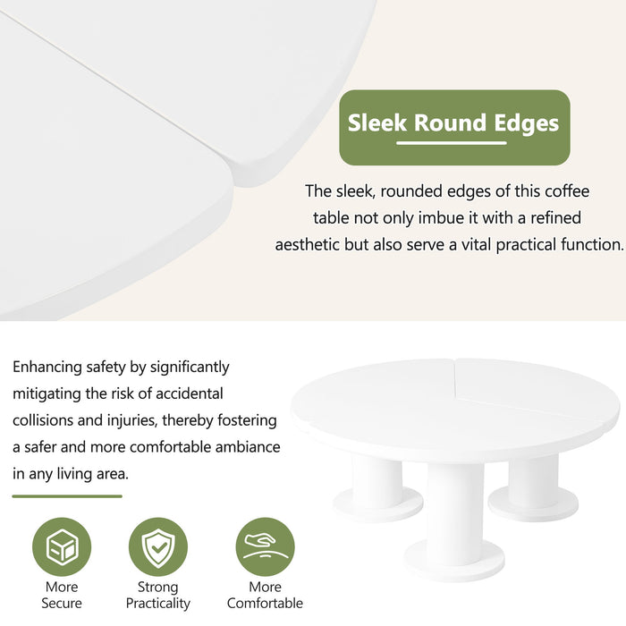 Round Petal Shaped Coffee Table With 3 Thick Legs