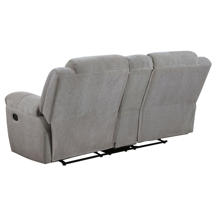 Sebring - Upholstered Manual Reclining Loveseat With Center Storage Console - Gray