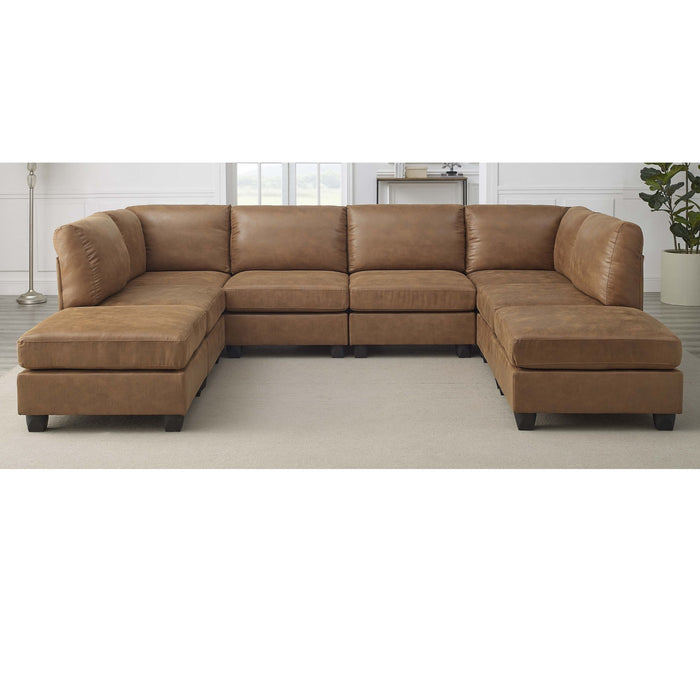 Modular Sectional, Customizable Layout, Removable Cushions - Brown