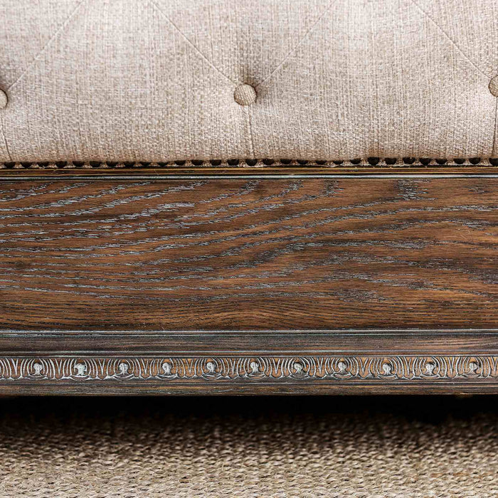 Sleigh Bed With Button Tufted Fabric Headboard And Footboard