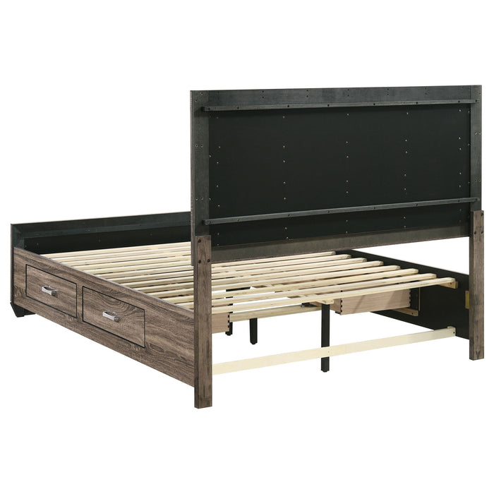 Queen Storage Bed With Underbed Drawers - Brown