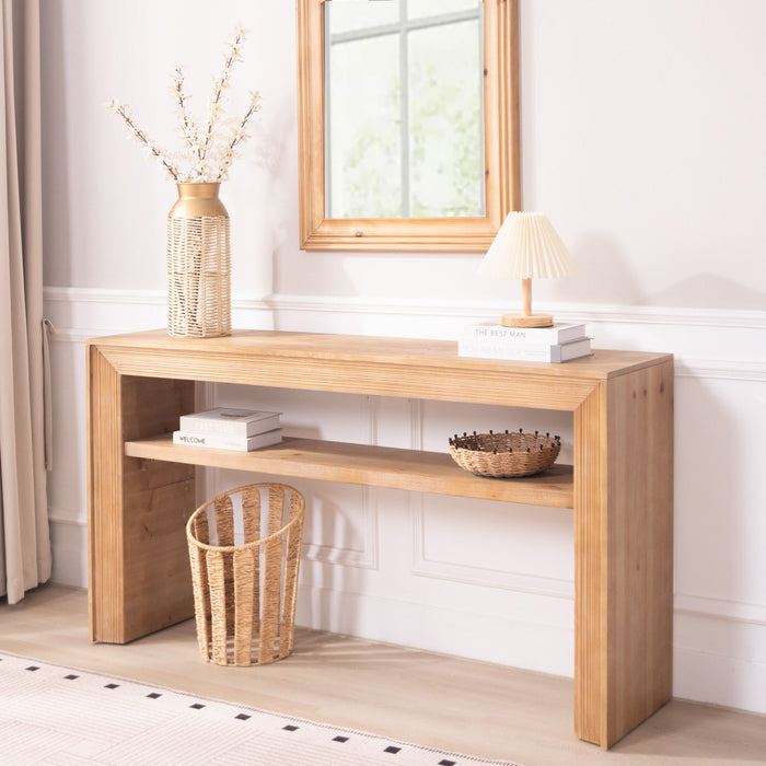 Console Table With Storage Shelf - Antique Natural / Light Natural / Natural