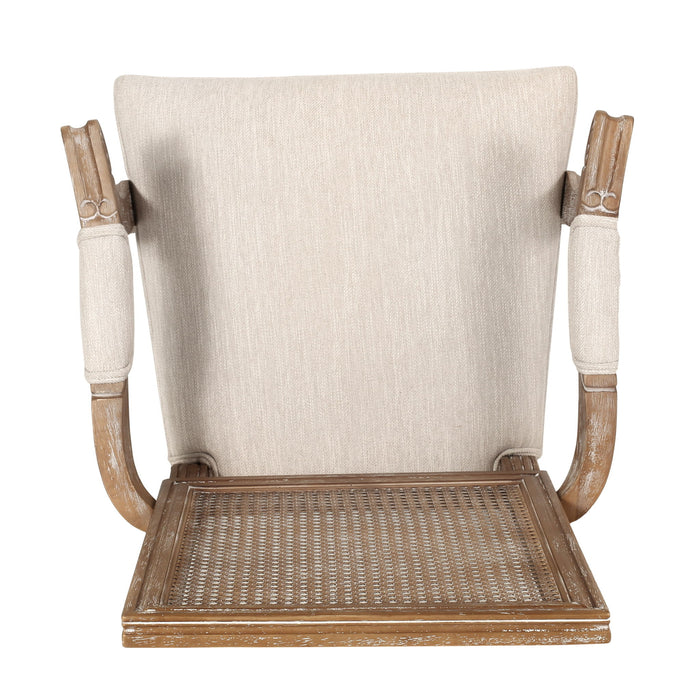 Upholstered Dining Chair With Cane Backrest