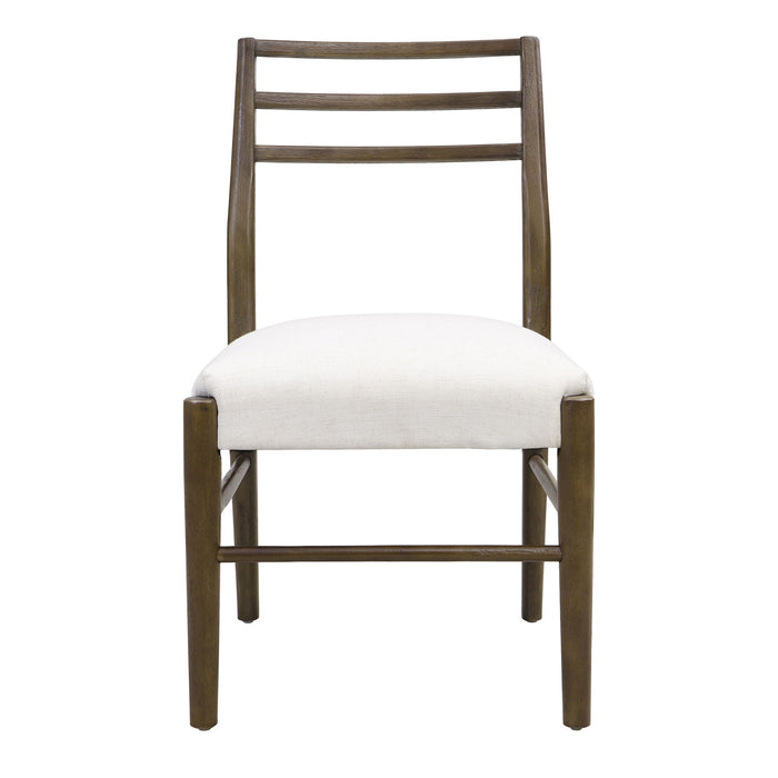 Farmhouse Style Dining Chair Set With Ladder Back Design