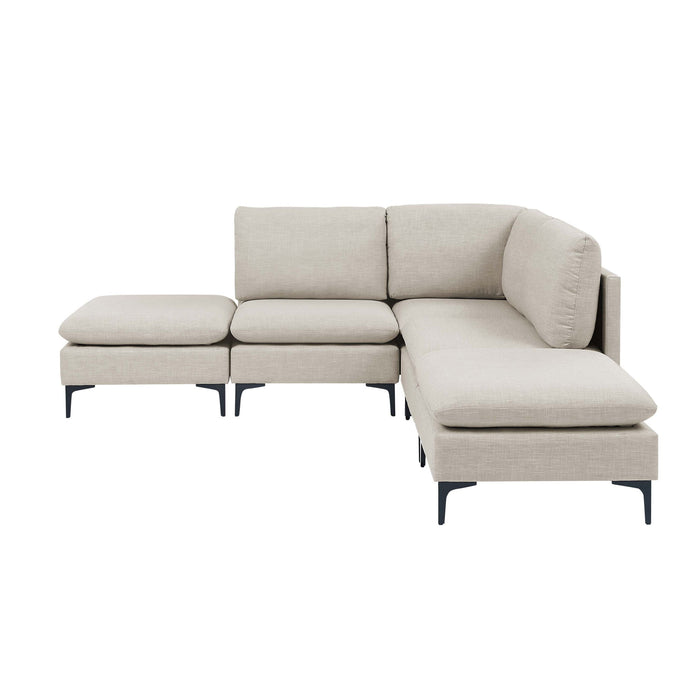 Upholstered Modular Sectional With Tall Legs, Medium Firm Seat