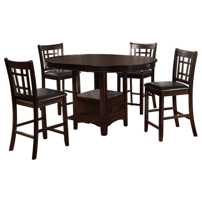Danford - 5 Piece Counter Height Dining Set With Upholstered Stools - Espresso