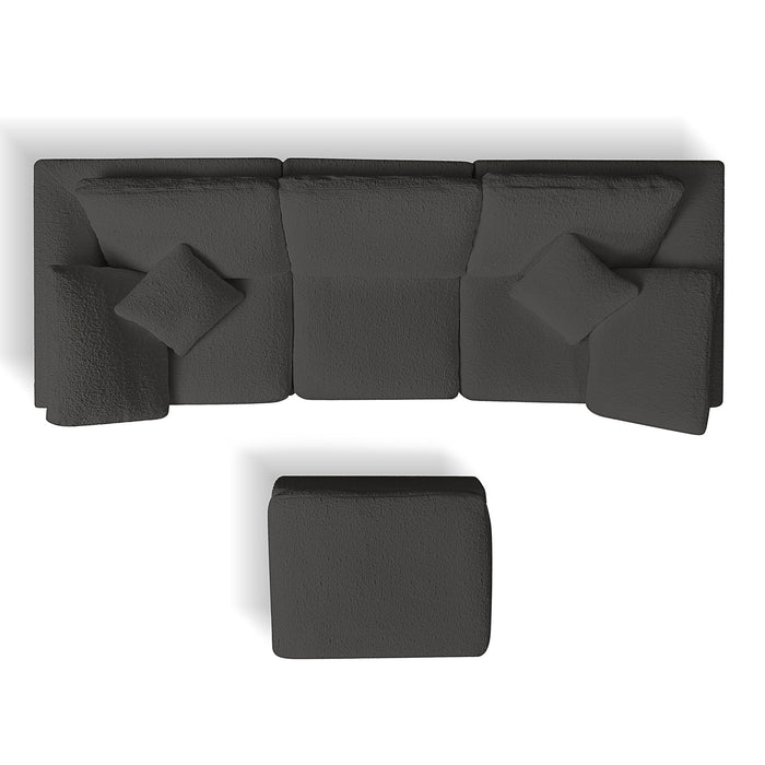 Cloud Sectional Couch, Convertible With Ottoman, 3 Seater Modular Design