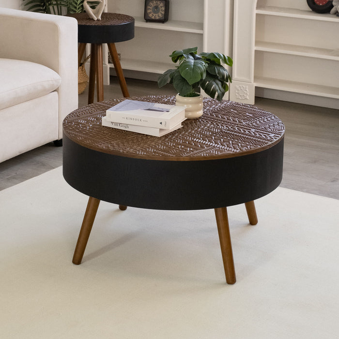 Round Coffee Table With Storage Function For Living Rooms