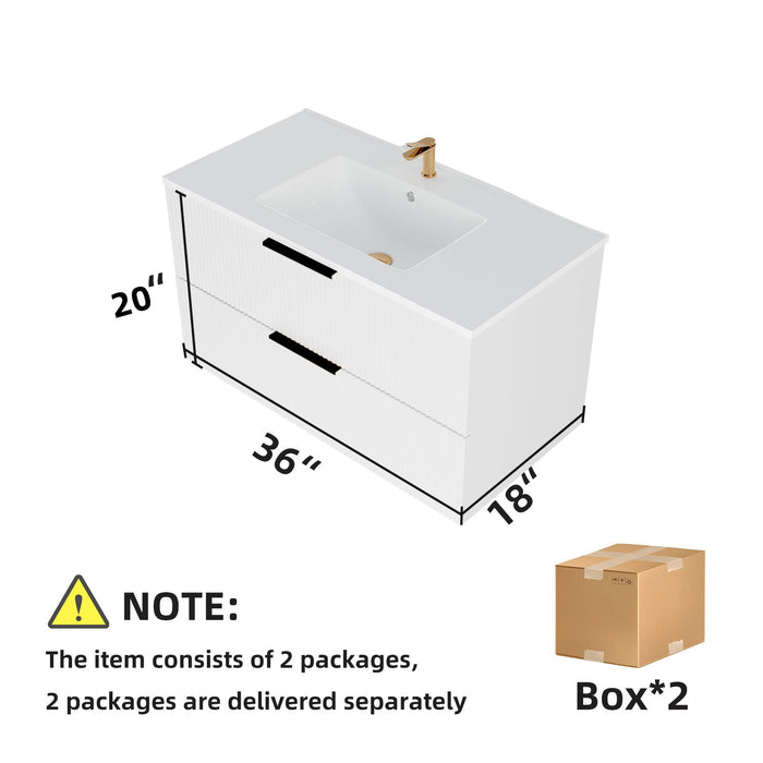 Modern Wall Mounted Floating Bathroom Vanity With Sink And Drawers