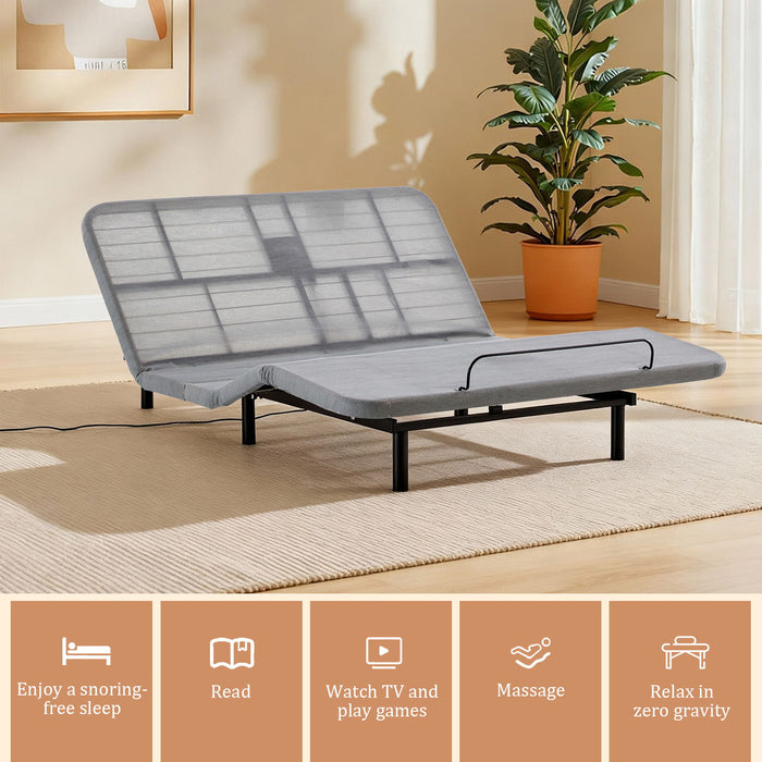 Caron 4.0 - Queen Size Adjustable Bed Frame With Wireless Remote Control, Head And Foot Incline, Massage Function - Black / Gray