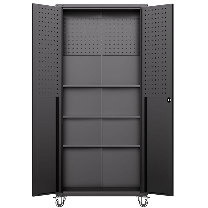 Garage Storage Cabinet With Wheels Heavy-Duty Tool Storage - Black