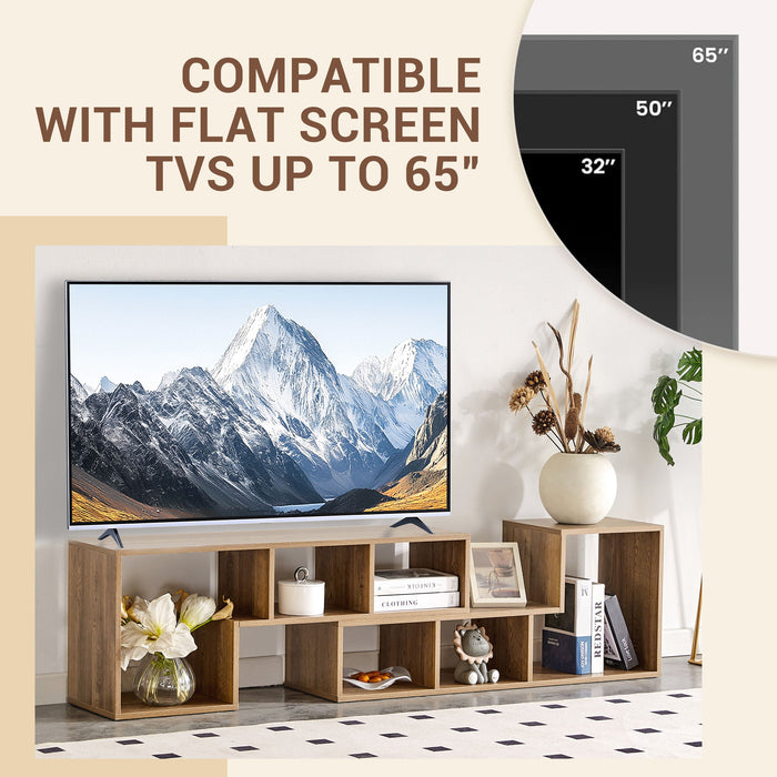 Minimalist Cube TV Stand With Adjustable Open Storage Shelves