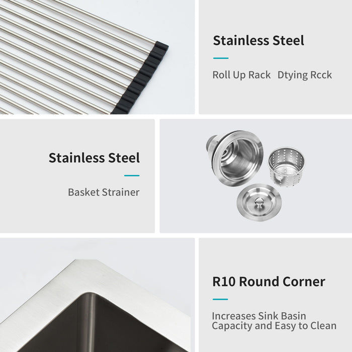 Undermount Steel Kitchen Sink, Deep Single Bowl Basin