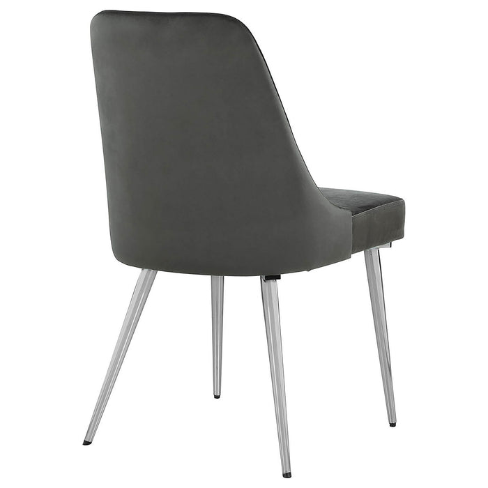 Padded Side Chair Of 2) With Upholstered Seat And Polished - Gray