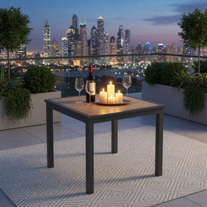 Outdoor Square Patio Slatted Dining Table - Gray