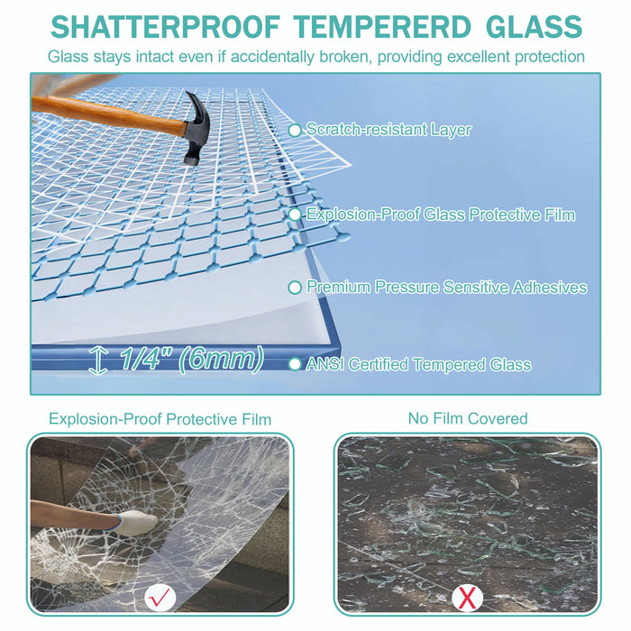 Double Sliding Bathtub Shower Door, Semi Frameless Bypass, 1 / 4" (6Mm) With Explosion - Proof Film, Adjustable Aluminum Alloy Frame