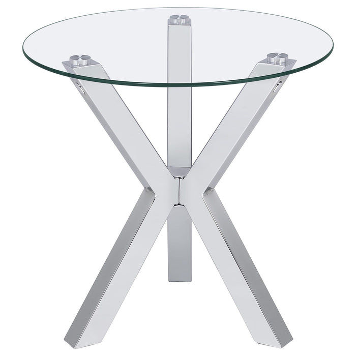 Alexa - Round Tempered Glass Top End Table - Chrome