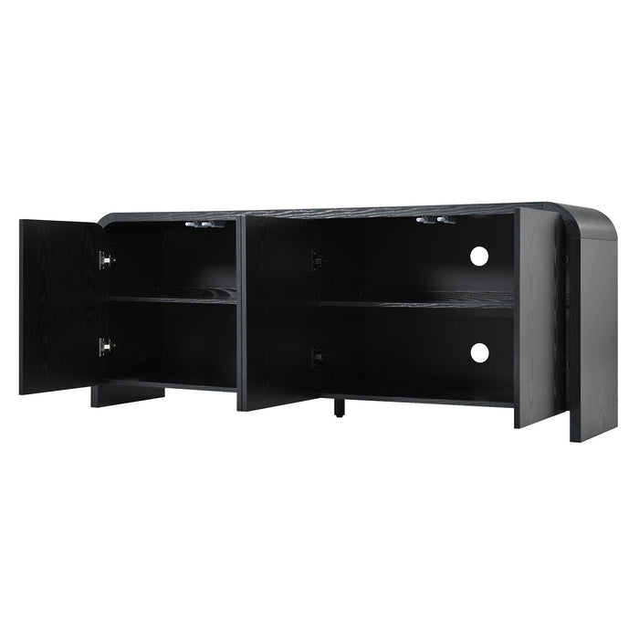 Curved Edge TV Stand With Large Cabinets