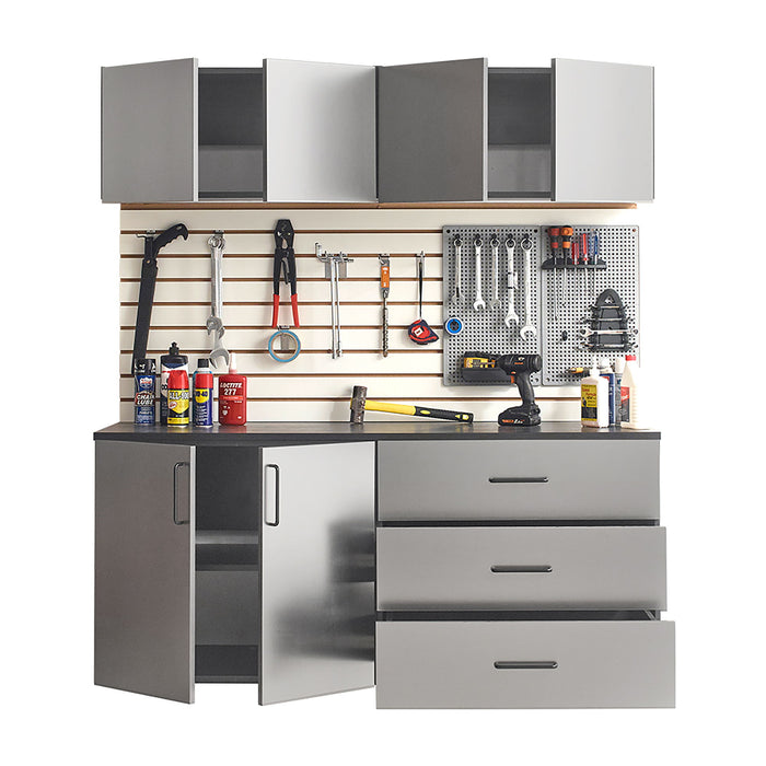 Astro Series - Garage Cabinet Set C With Soft Closing Drawers - Metallic Gray