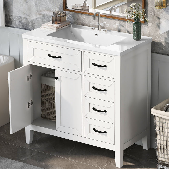 Modern Bathroom Vanity With Sink, Freestanding Design With Drawers And Doors